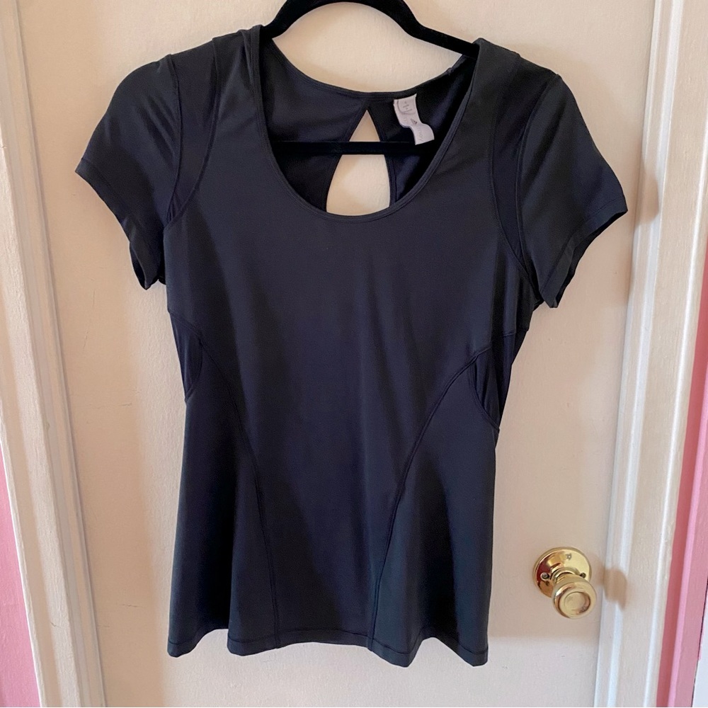 Adidas x Stella McCartney Black Workout T-shirt with Keyhole Opening